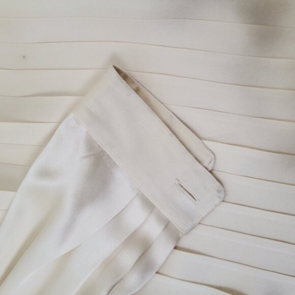 80s Christian Dior 100Silk Pleated Blouse Puff Lantern Sleeve Soft Silky - Picture 7 of 16